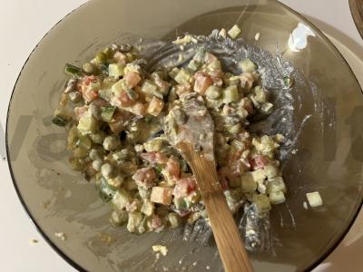 Šventinis salotas su grietinės-grybų padažu Žingsnis 16