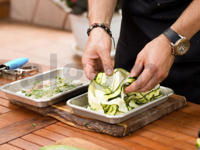 Spidini su jūrų lydeka ir grilyje keptais cukinijomis Žingsnis 4