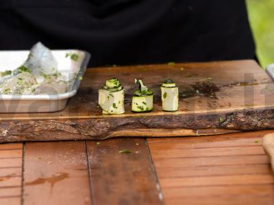 Spidini su jūrų lydeka ir grilyje keptais cukinijomis Žingsnis 5