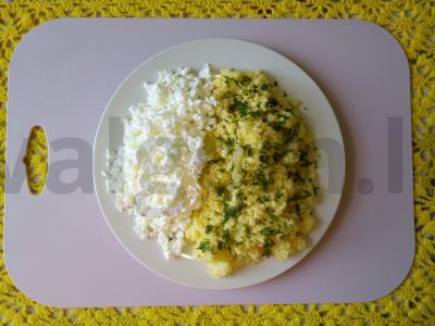 Kukurūzų košė su varške ir žolelėmis Žingsnis 3