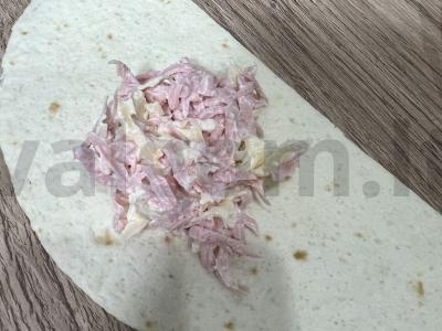 Tortilijos su dešra ir sūriu Žingsnis 3