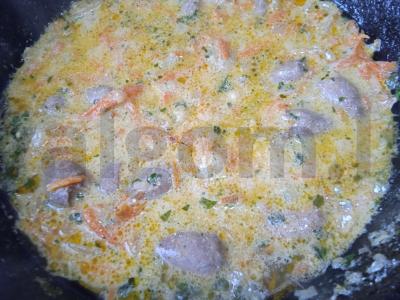 Vištienos širdelės grietinėlės padaže su grikių garnyru Žingsnis 7