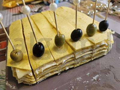 Šventinė užkandis su kumpiu ir sūriu Žingsnis 2