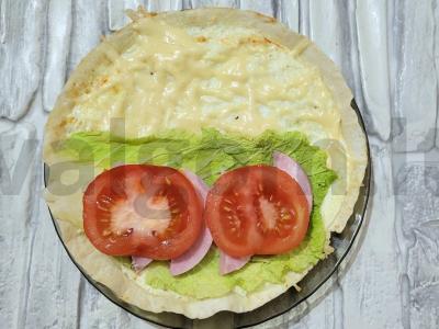 PP lavašas omlete su sūriu ir kumpiu Žingsnis 6