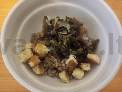 Grikių košė su šviežiais tostais ir jūros kopūstais Žingsnis 4