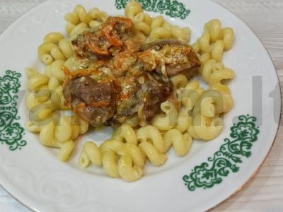 Makaronai su vištienos kepenėlėmis Žingsnis 7