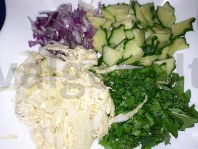 Salotas su pttim makaronais ir karališkais grybais Žingsnis 3