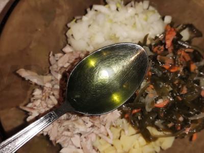 Salotos su daržovėmis, vištiena ir jūros kopūstais Žingsnis 5