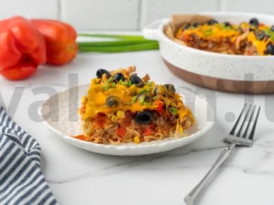 Makaronų ir faršo apkepas pagrindine nuotrauka