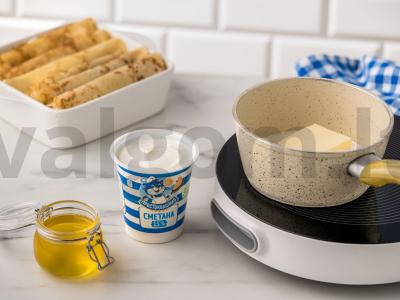 Blynai medaus-grietinėlės padaže Žingsnis 7