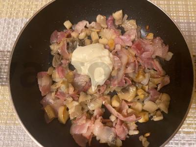 Tostai su šonine ir pievagrybiais Žingsnis 6