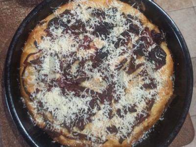 Namų pica su rūkytomis dešromis ir džiovintais pomidorais Žingsnis 10