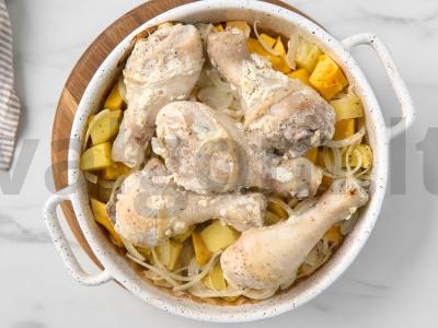 Vištiena su bulvėmis ir moliūgu orkaitėje Žingsnis 7