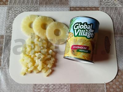 Tostai su ananasais, sūriu ir vištienos filė Žingsnis 3