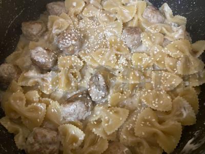 Makaronai-šalmai su mėsos kukuliais grietinės padaže Žingsnis 9