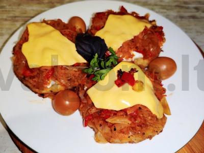 Menkių medalionai daržovių apvalkale pagrindine nuotrauka