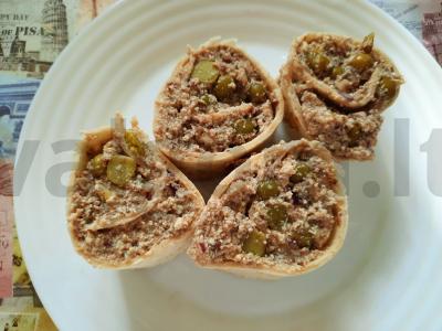 Rulėliai su tofu, karališkais grybais ir žirneliais Žingsnis 5