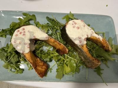 Lašišos steikas su grietinėlės ir ikrų padažu Žingsnis 8