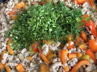 Makaronai su faršu ir paprika Žingsnis 6