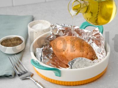 Saldus bulvės su dzadzikiais ir bekonu Žingsnis 1