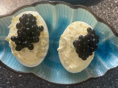 Įdaryti kiaušiniai su sūriu ir ikrais Žingsnis 5