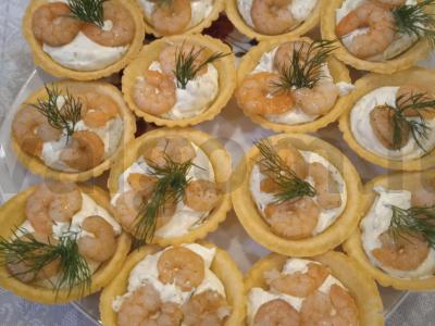 Užkandžių tartaletės su krevetėmis pagrindine nuotrauka