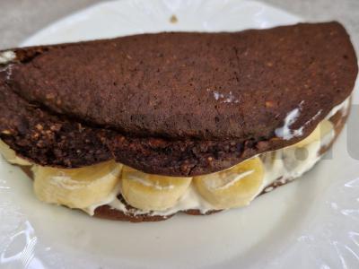 Šokoladinis avižų blynas su bananais ir riešutais Žingsnis 11