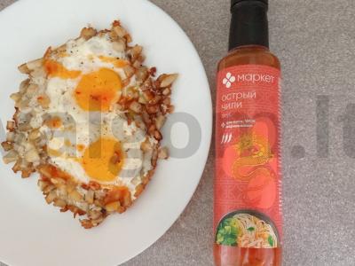 Kiaušiniai su grybais ir čili padažu Žingsnis 5