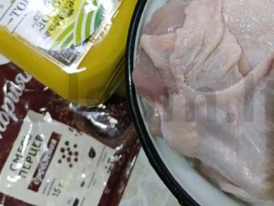 Vištiena grietinėje Žingsnis 1