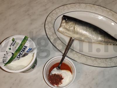 Skumbrė orkaitėje „Auksinė žuvis“ Žingsnis 2