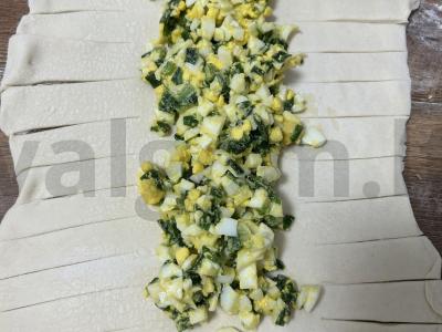 Kiaušinių ir žaliojo svogūno pyragas Žingsnis 3