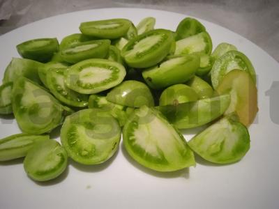 Marinuoti žali pomidorai su obuolių actu Žingsnis 1