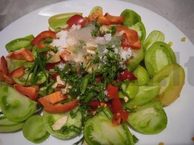 Marinuoti žali pomidorai su obuolių actu Žingsnis 6