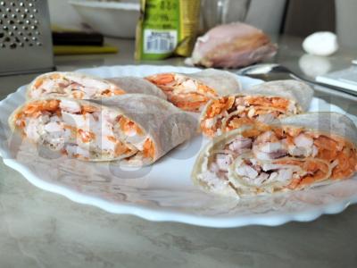 Užkandžių ritinėliai su morkomis ir vištiena pagrindine nuotrauka