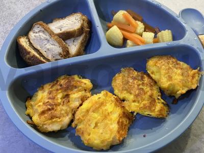 Vaikų bulviniai blynai su batatais ir sūriu pagrindine nuotrauka