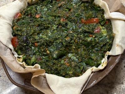 Špinatų, daržovių ir baziliko pyragas Žingsnis 4