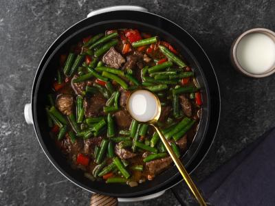 Jautiena su žaliaisiais pupelėmis ir paprika Žingsnis 8