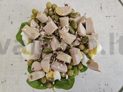 Žalias salotas su kiaušiniu ir dešrelėmis Žingsnis 4