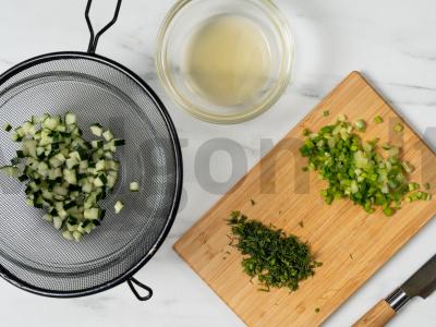 Krevetėmis sluoksniuota užkanda Žingsnis 2