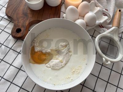 Kepti blynai su mėsa Žingsnis 2