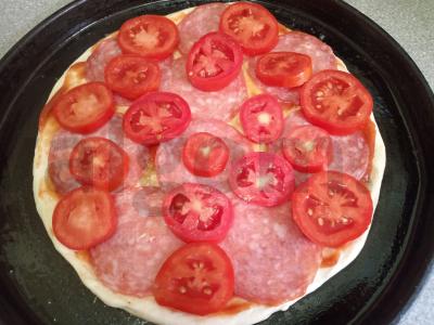 Pica su dešra, pomidoru ir marinuotais jalapeño Žingsnis 4