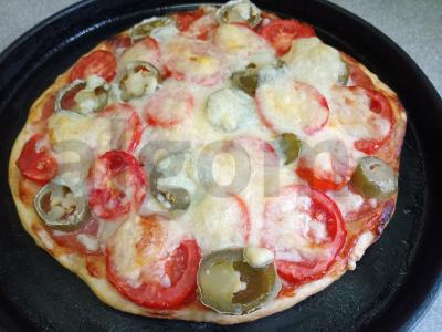 Pica su dešra, pomidoru ir marinuotais jalapeño Žingsnis 7