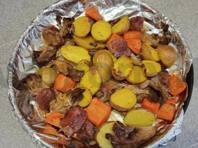 Keptas antis filė su mažais bulvėmis, morkomis ir pievagrybiais Žingsnis 8