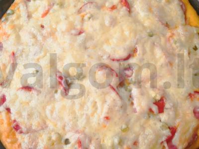 Namų pica su dešra, daržovėmis ir sūriu Žingsnis 6