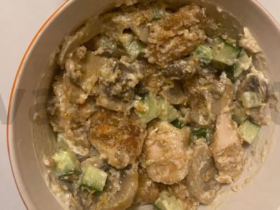 Šiltas salotas „Torensol“ su kalakutiena ir grybais Žingsnis 10