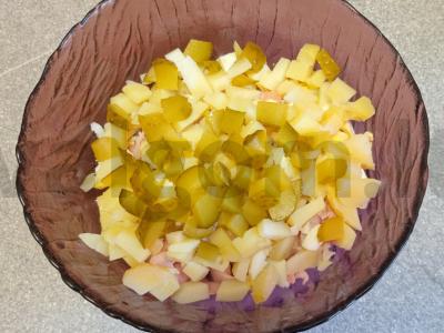 Salotas „Žieminis“ su rūkytomis vištienos krūtinėlėmis Žingsnis 4