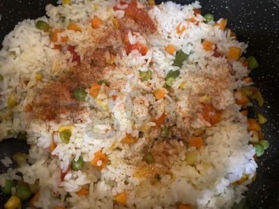 Ryžiai su daržovėmis ir meksikietiška mišraine Žingsnis 4