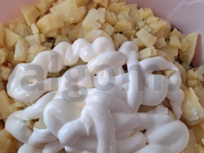 Švelnus olivjė salotas su dešra Žingsnis 8