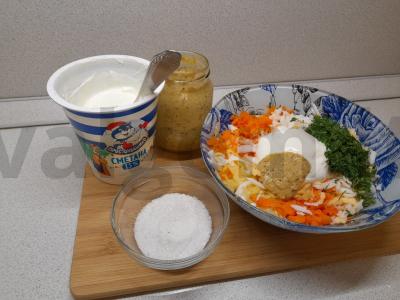 Vitaminų salotas su grietinės-mustardo padažu Žingsnis 3