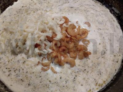 Švelni makaronai su krevetėmis ir grietinėle Žingsnis 5